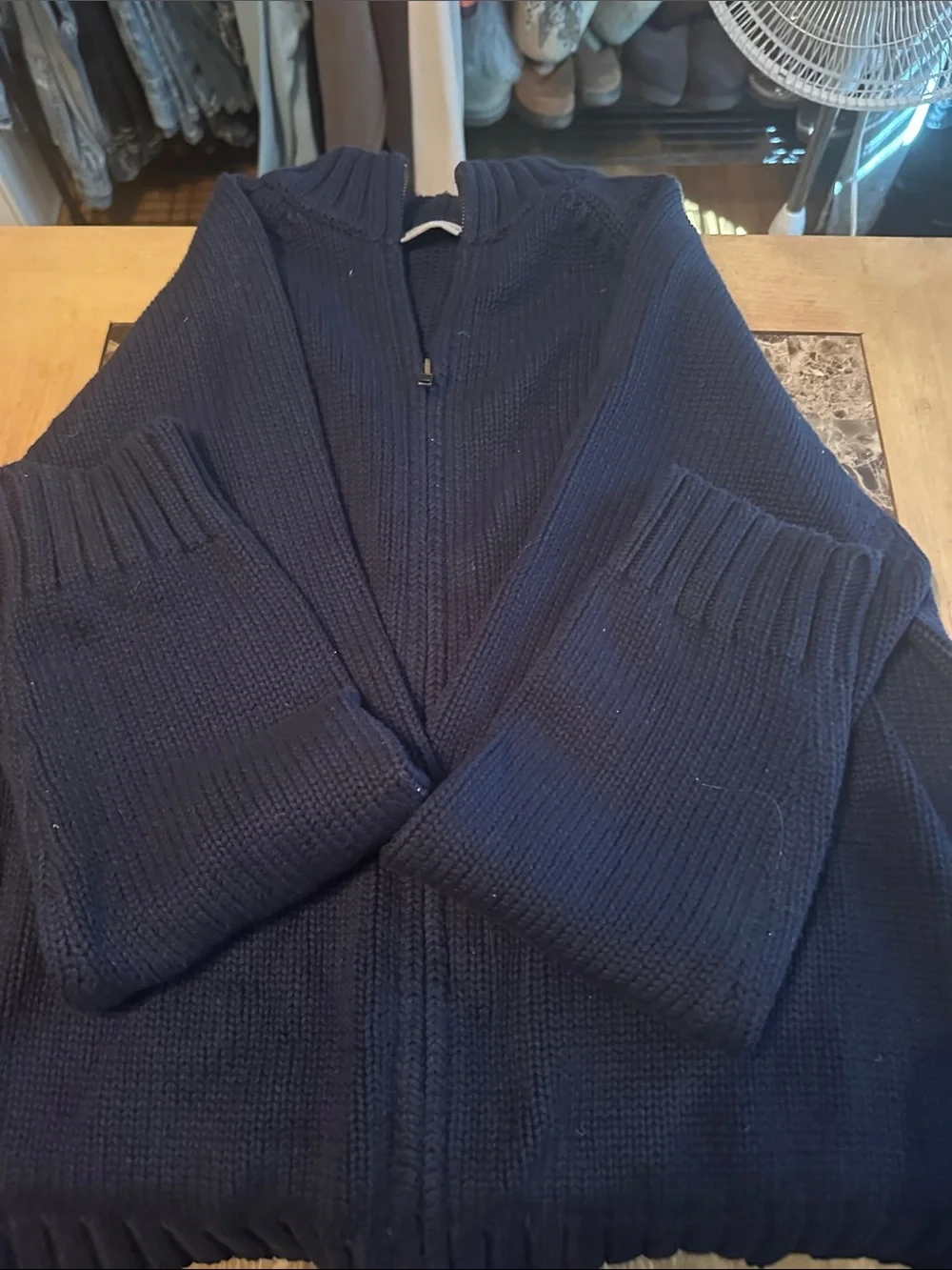 Eddie Bauer Men's Navy Full-Zip Knit Cardigan